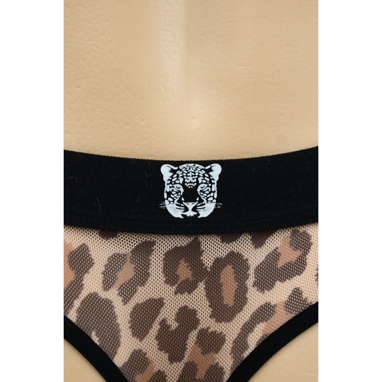 String Résille Léopard Transparent LOOKME, Confortable et Séduisant, Taille Haute avec Ceinture Noire Élastique, Design Urbain et Sauvage, Idéal pour Moment Intime et Quotidien