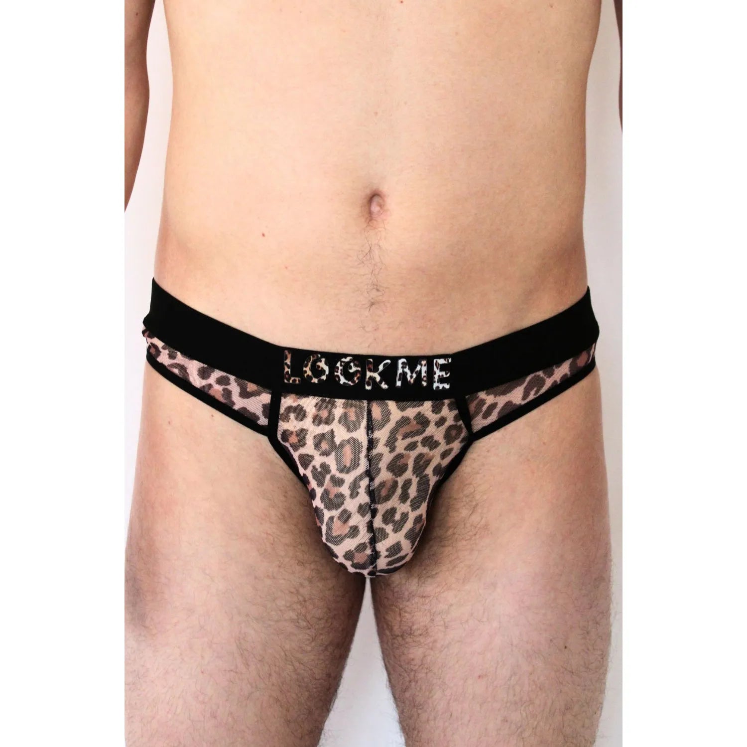 String Résille Léopard Transparent LOOKME, Confortable et Séduisant, Taille Haute avec Ceinture Noire Élastique, Design Urbain et Sauvage, Idéal pour Moment Intime et Quotidien