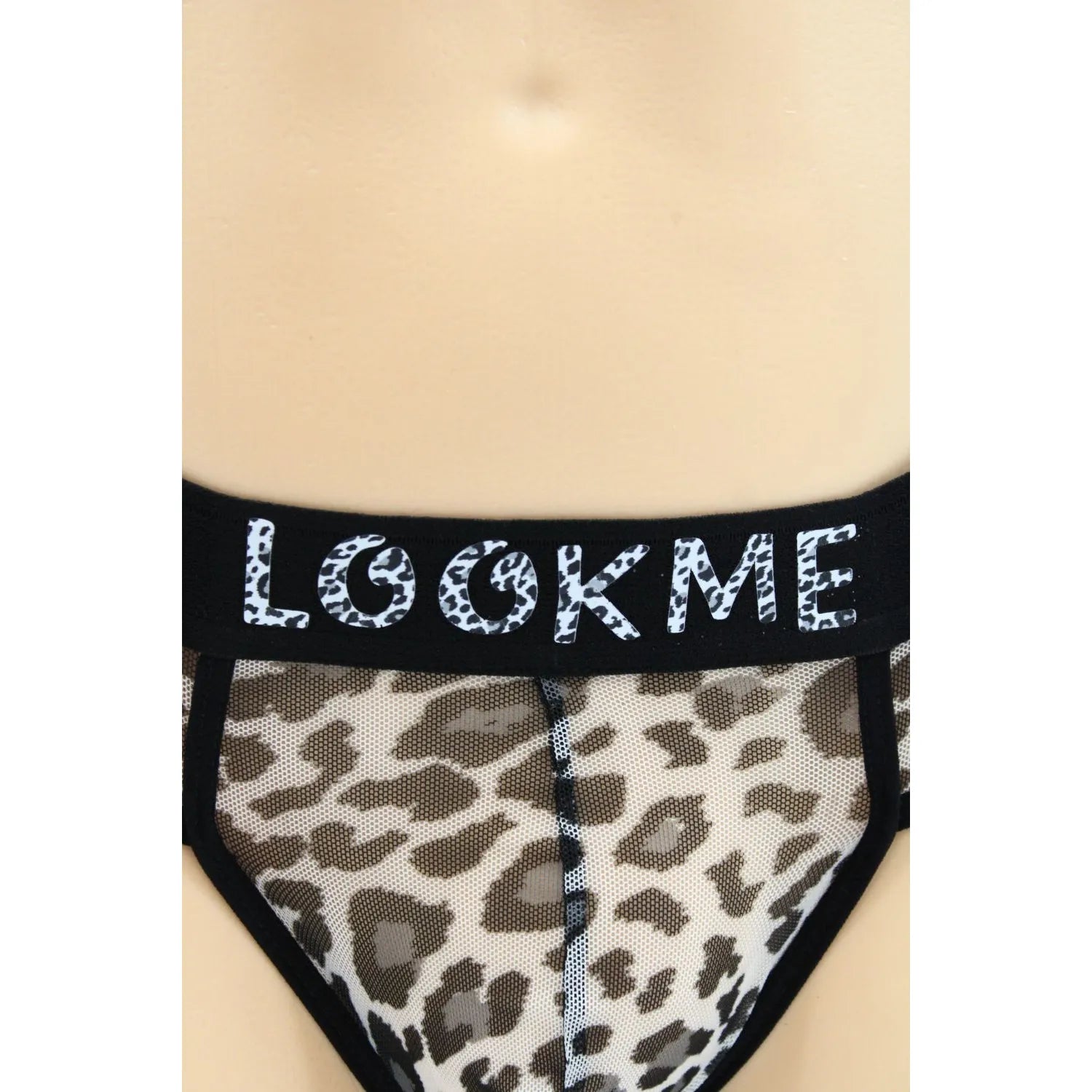 String Léopard Gris en Résille Transparente Confortable avec Ceinture LookMe pour Sublimer Silhouette et Style Urbain