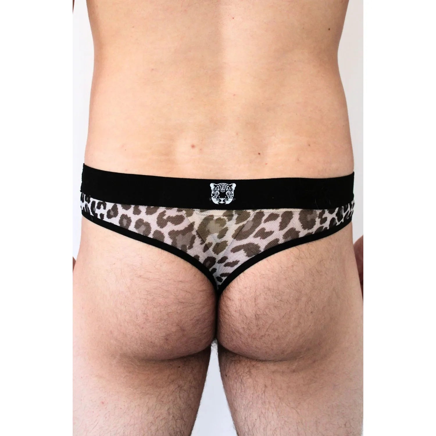 String Léopard Gris en Résille Transparente Confortable avec Ceinture LookMe pour Sublimer Silhouette et Style Urbain