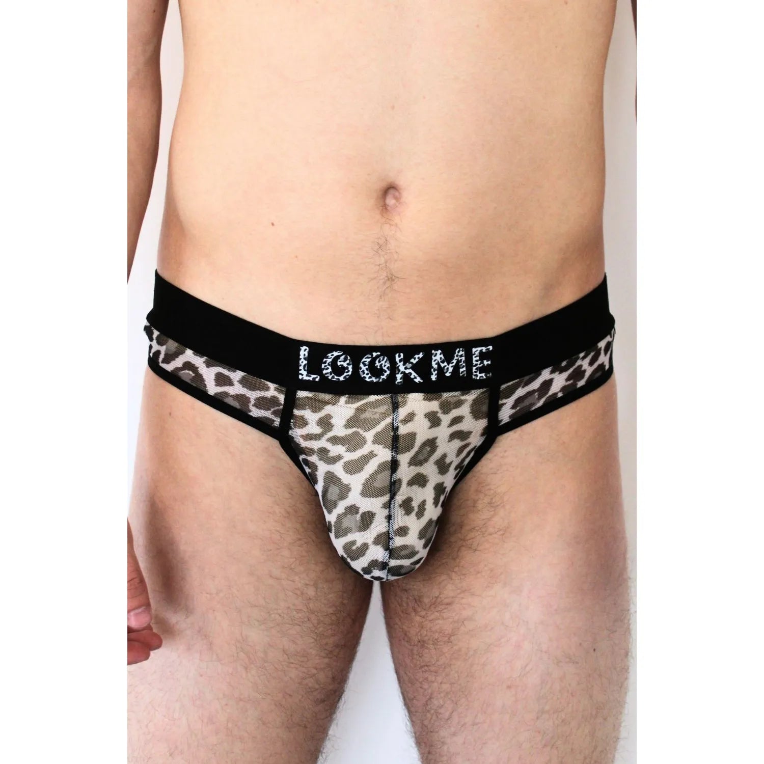 String Léopard Gris en Résille Transparente Confortable avec Ceinture LookMe pour Sublimer Silhouette et Style Urbain