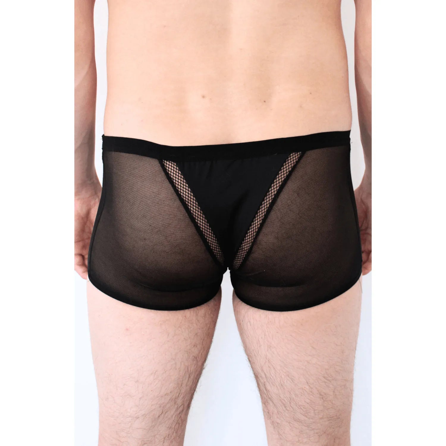 Boxer noir homme élégant, tissu transparent et opaque, design chic en polyester et élasthanne, Lookme.