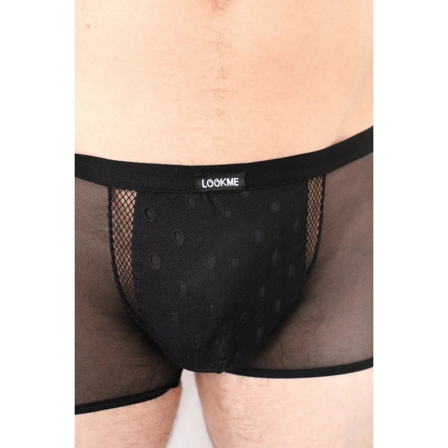 Boxer noir homme Lookme, design élégant, tissu transparent et opaque, polyester élasthanne, sexy chic, confort optimal.