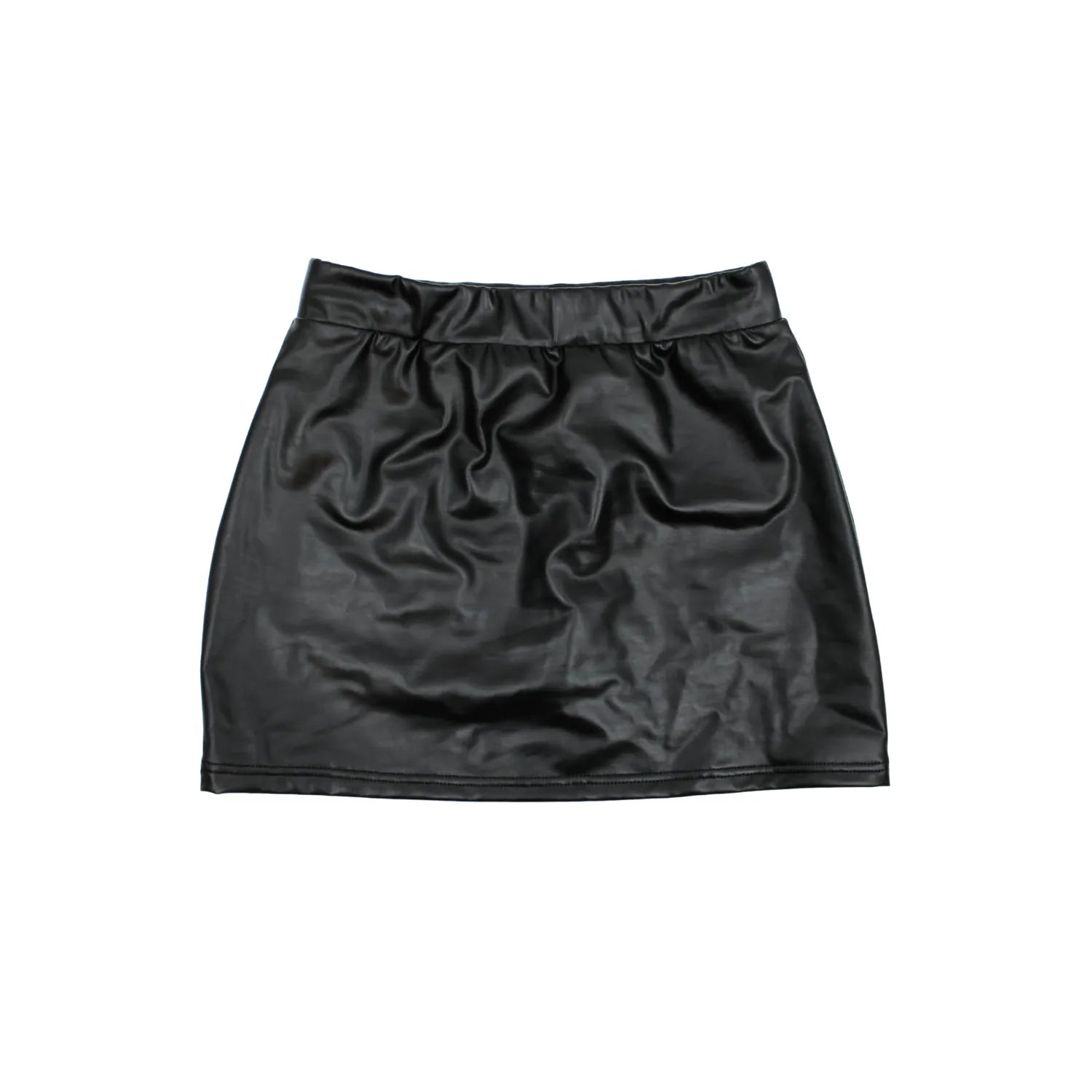 Jupe courte noire Sifia en simili cuir mat sexy minimaliste moderne pour look audacieux soirée photo show