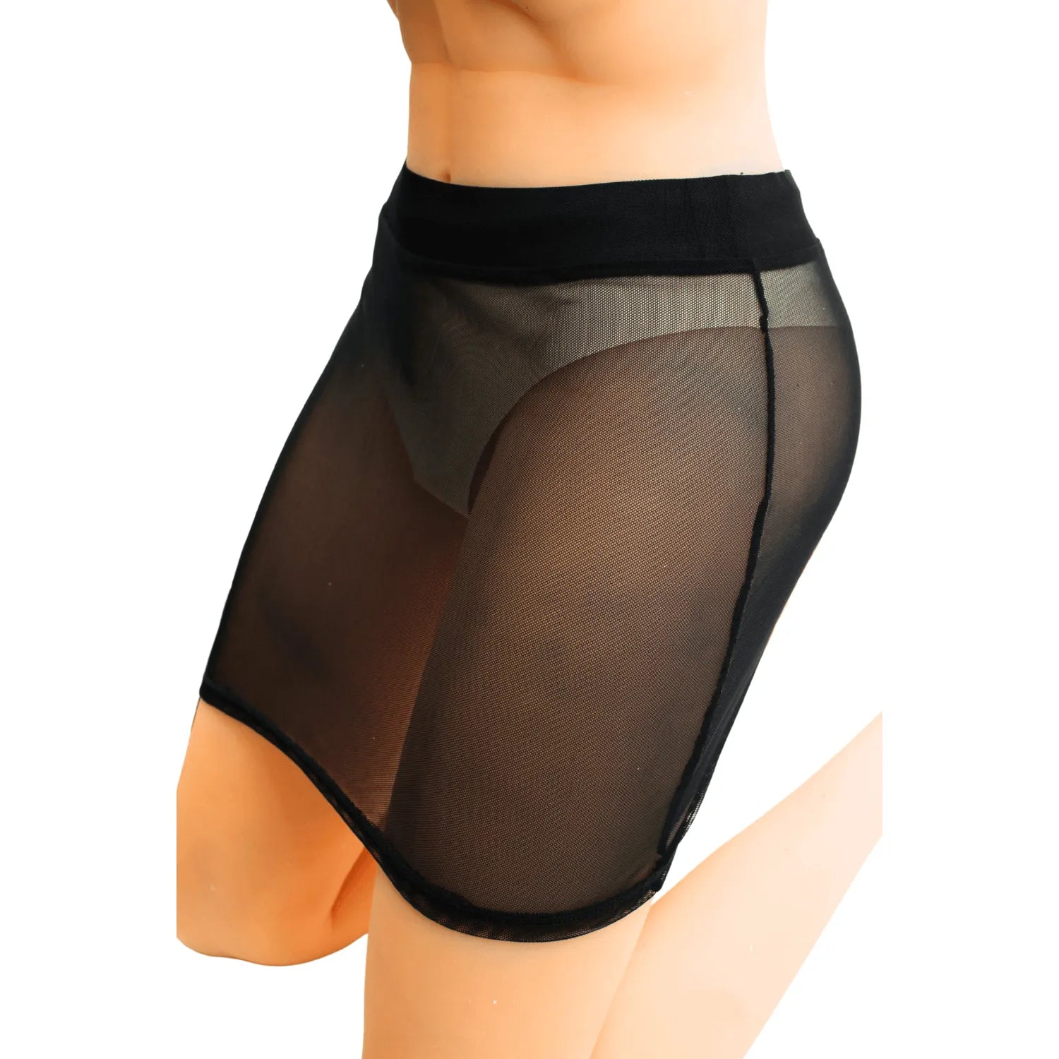 Jupe Courte Noire Maya en Résille Transparente Sexy Chic Confortable Pour Soirées Intimes Performances Artistiques Looks Fétiches