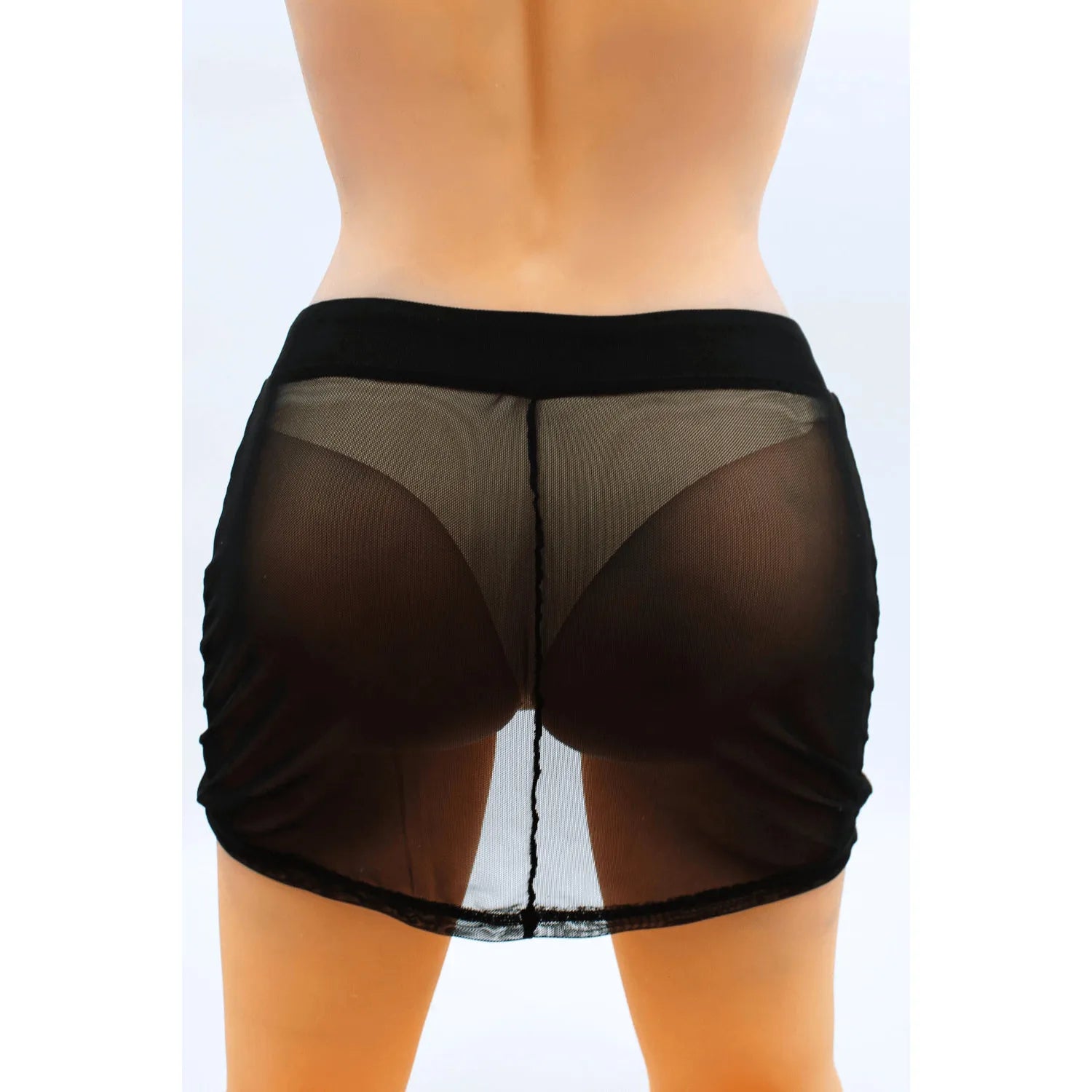 Jupe Courte Noire Maya en Résille Transparente Sexy Chic Confortable Pour Soirées Intimes Performances Artistiques Looks Fétiches
