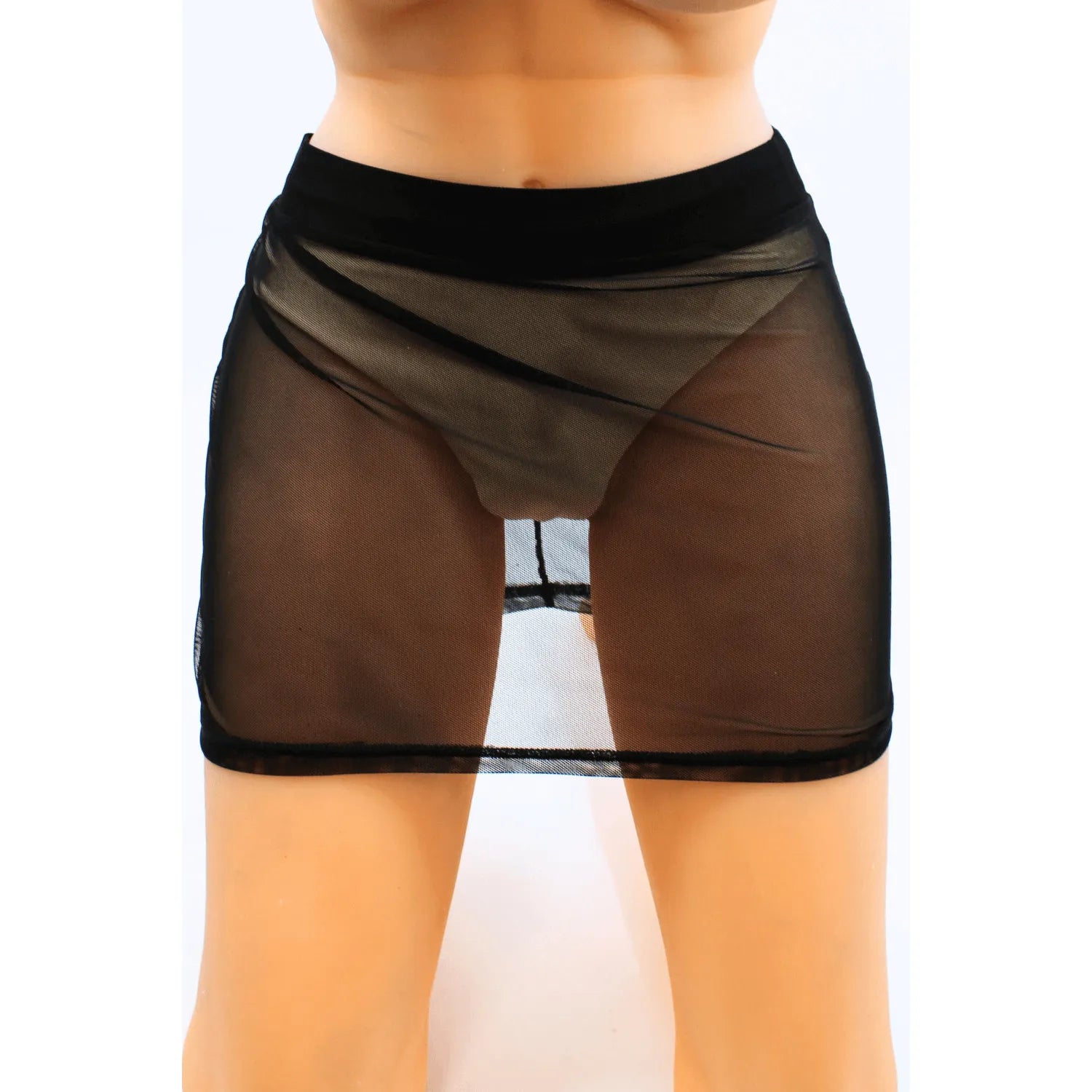 Jupe Courte Noire Maya en Résille Transparente Sexy Chic Confortable Pour Soirées Intimes Performances Artistiques Looks Fétiches