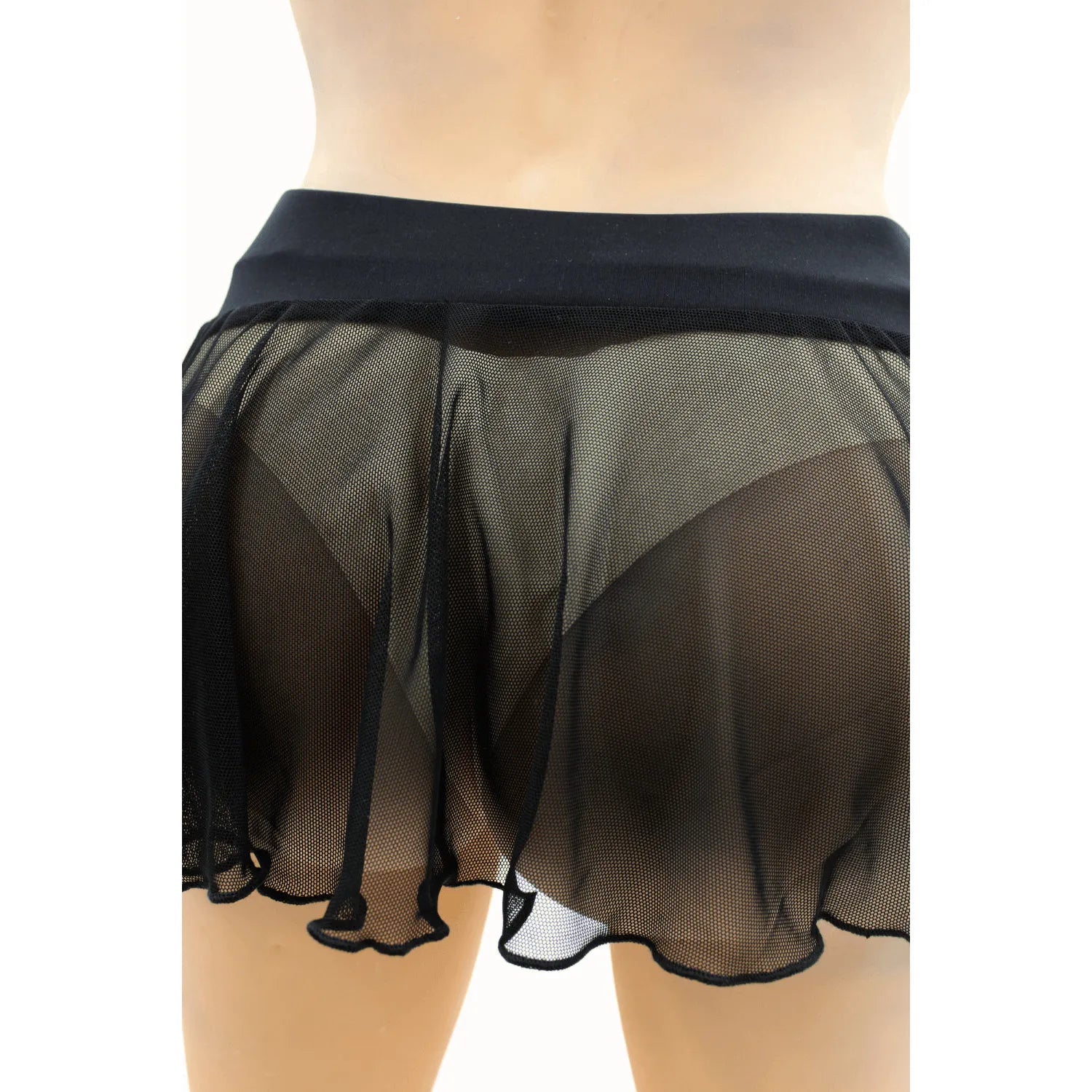 Mini Jupe Noire Stella Résille Transparente Légère Fluide Sexy - Confort Élastique - Accessoire Lingerie ou Scène - Polyester Élasthanne