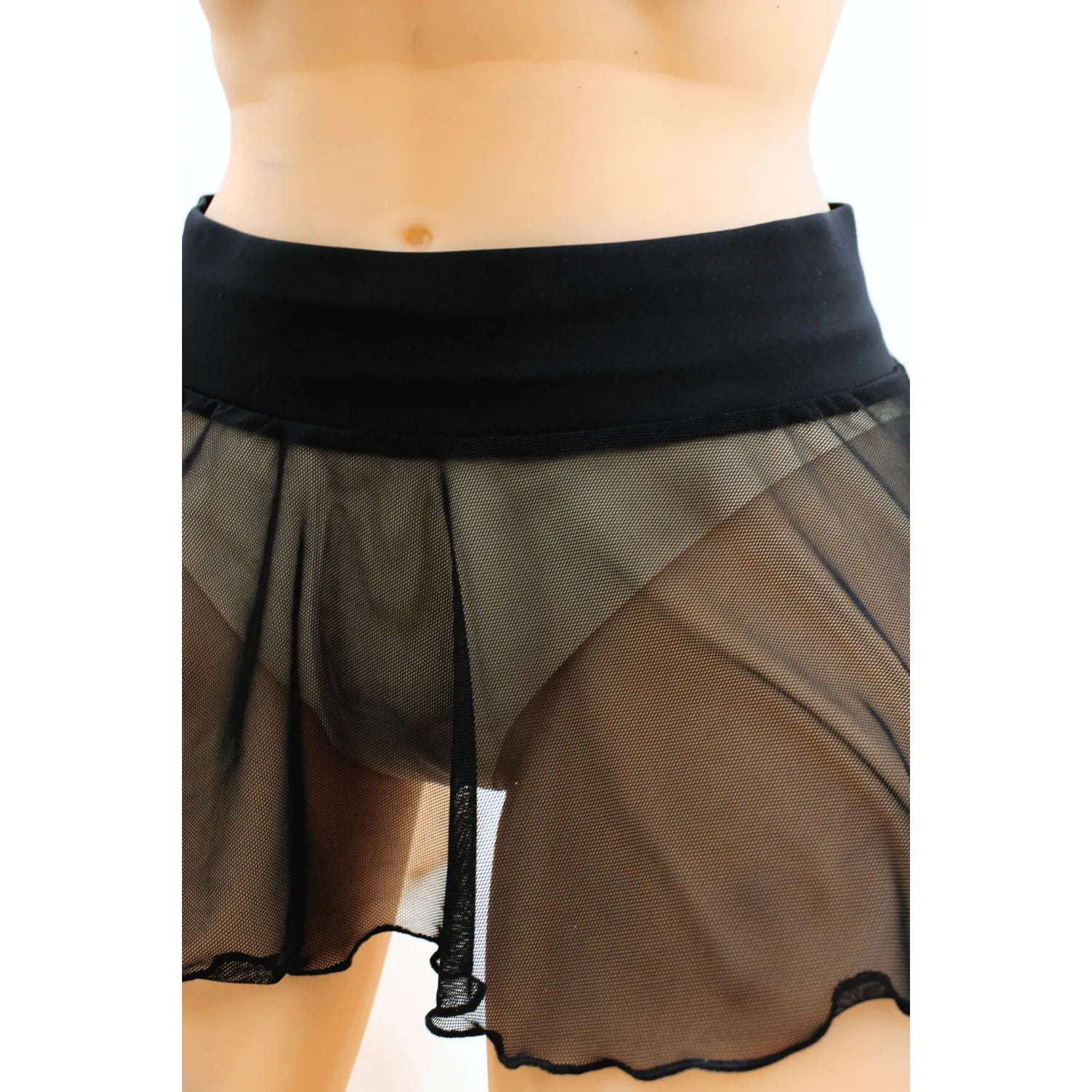 Mini Jupe Noire Stella Résille Transparente Légère Fluide Sexy - Confort Élastique - Accessoire Lingerie ou Scène - Polyester Élasthanne