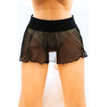 Mini Jupe Noire Stella Résille Transparente Légère Fluide Sexy - Confort Élastique - Accessoire Lingerie ou Scène - Polyester Élasthanne
