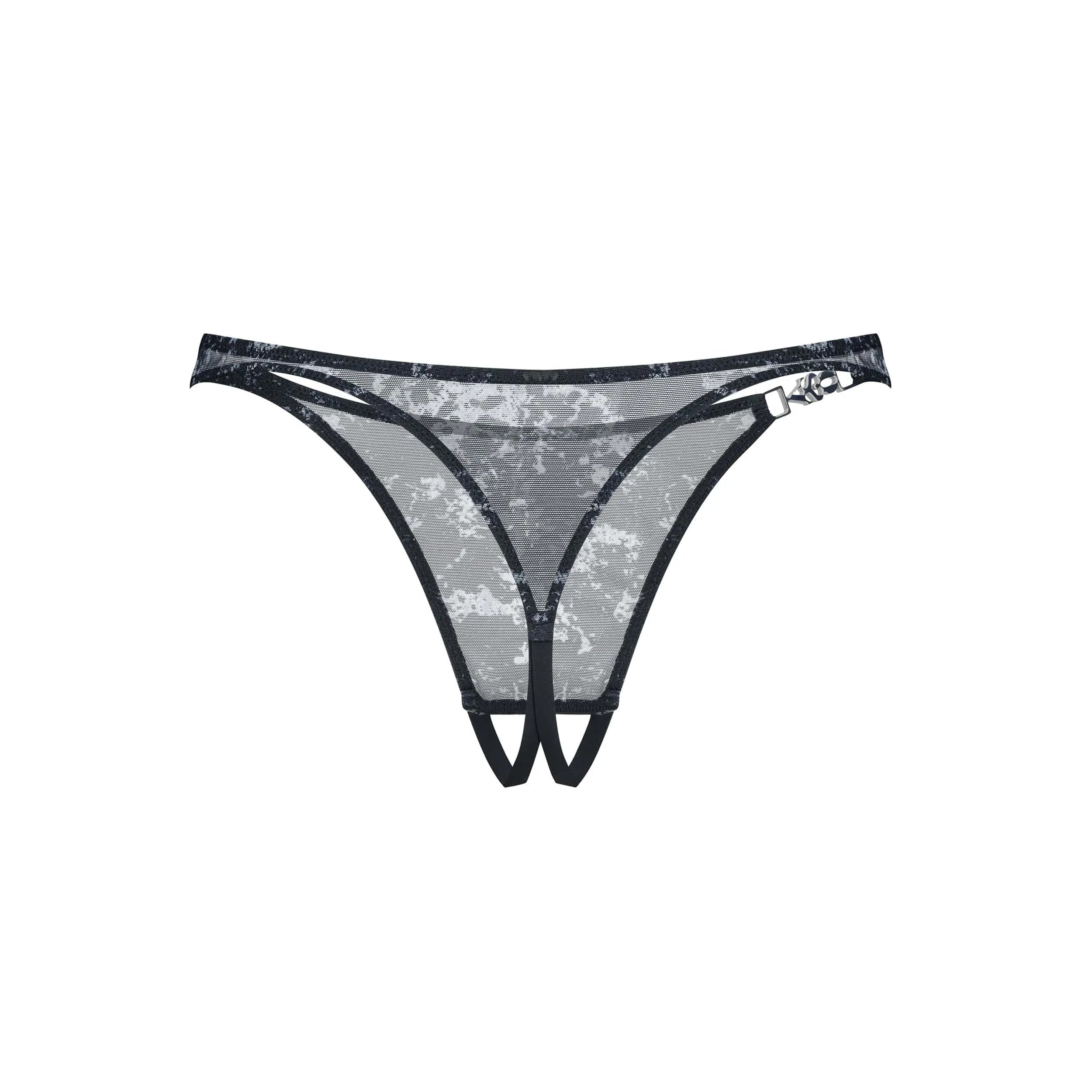 Corrosis string ouvert maille transparente argenté armatures soutien motif unique