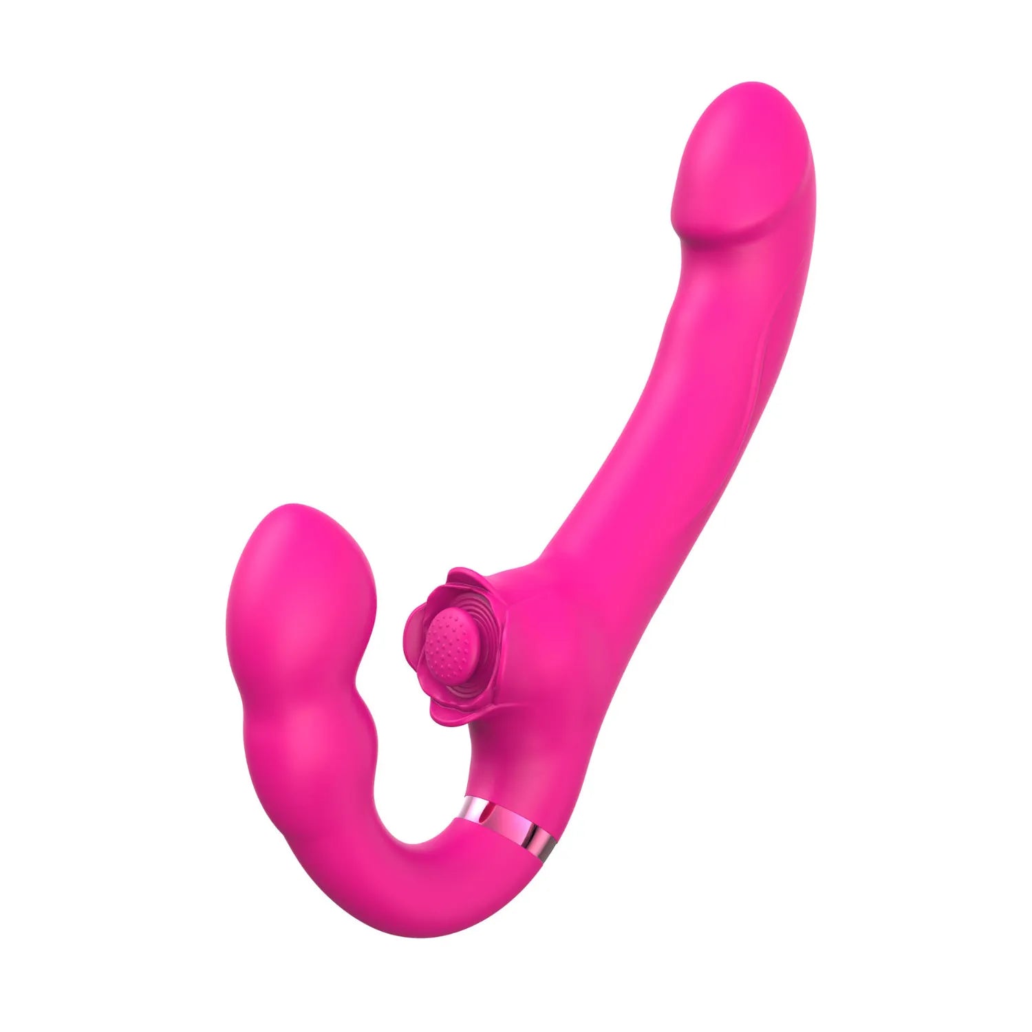 Vibromasseur ROSEA Strap-on Triple Stimulation Télécommandé, Modes de Vibration et Tapotement, Ergonomique, Silicone Médical, Waterproof