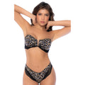 Bikini Bandeau Imprimé Léopard Sans Bretelles Dentelle Noire Sophistiqué Confortable Look Tendance Femme Glamour Plage Piscine Entretien Facile