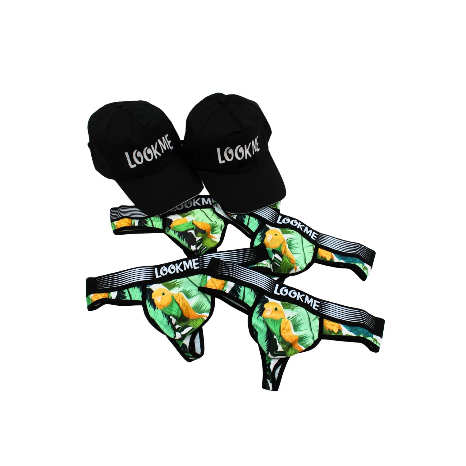 Pack 4 Strings Homme Polyester Noir LOOKME Casquettes Offertes