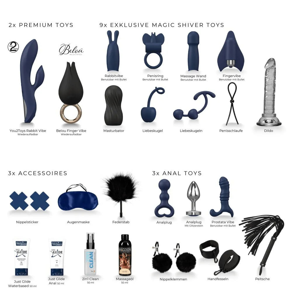 Calendrier de l'avent coquin Magic Shiver, 24 surprises sensuelles, boîtes cadeaux élégantes, jouets érotiques haut de gamme.