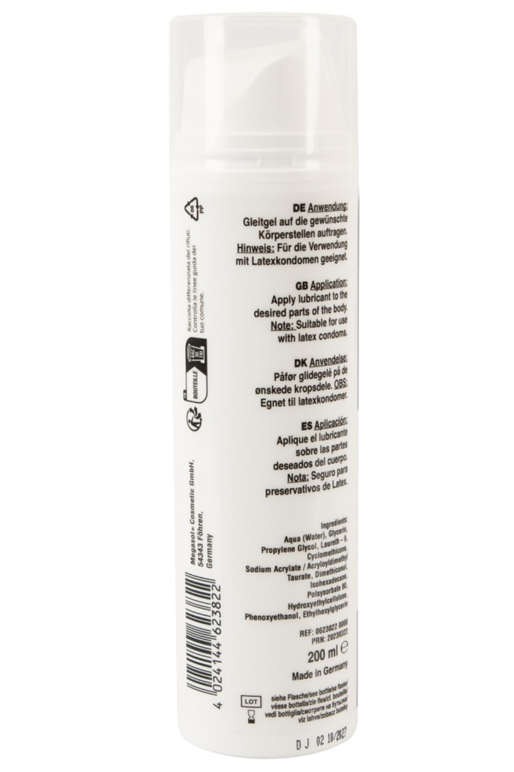 Gel Lubrifiant Fisting Longue Durée à Base Eau + Silicone 200 ml