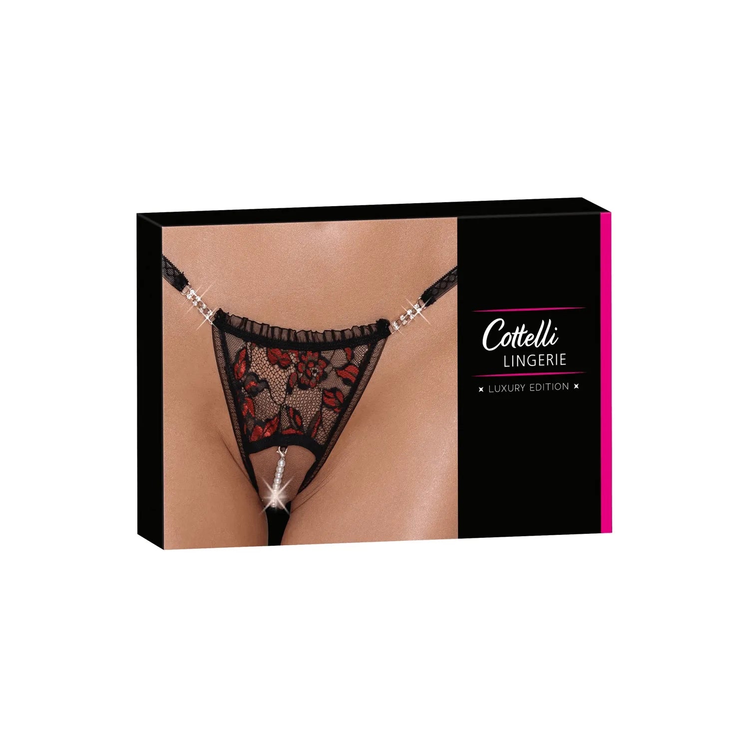 String ouvert dentelle bicolore perles amovibles strass chaîne élastique ajustable