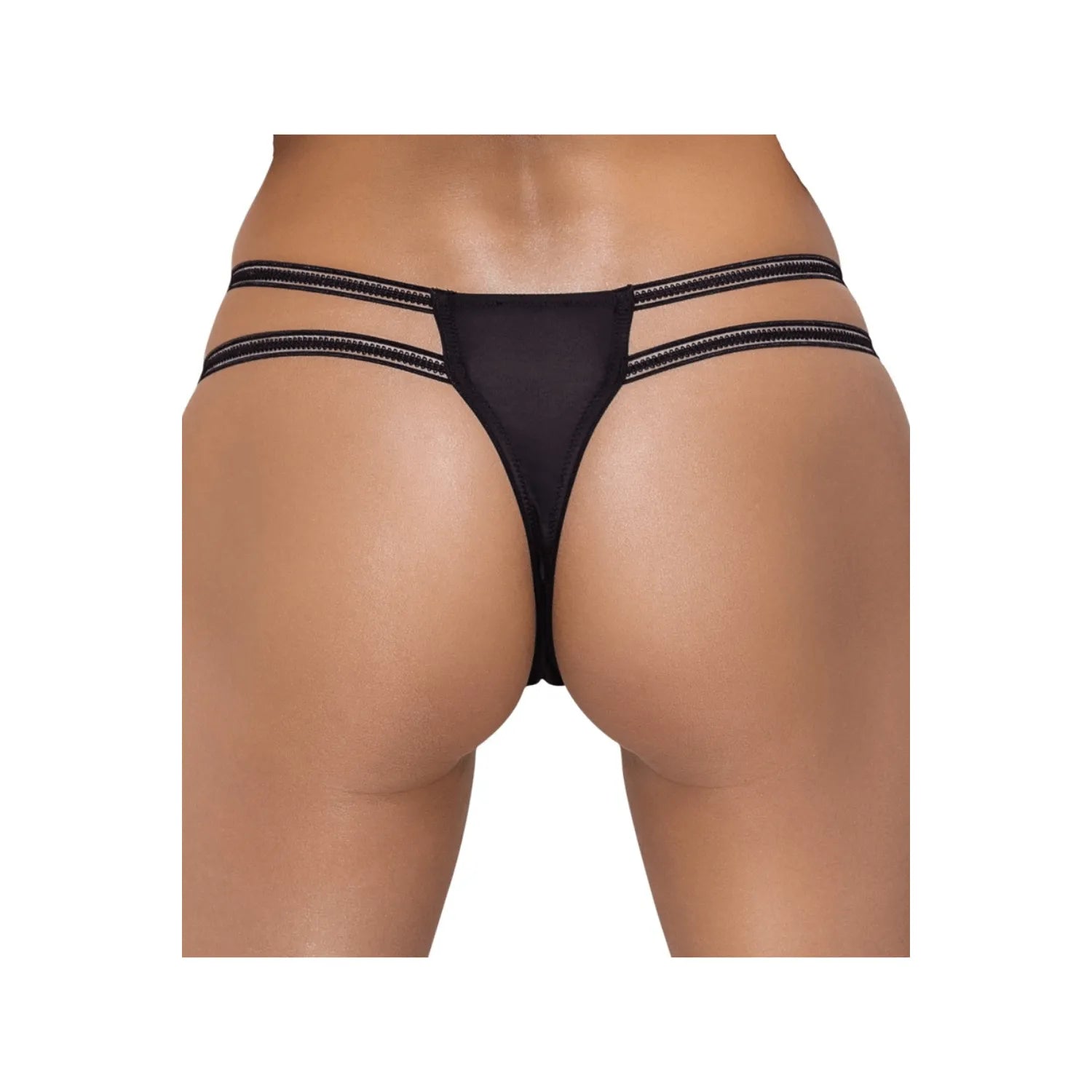String ouvert dentelle eyelash strass irisés ceinture double bande stretch