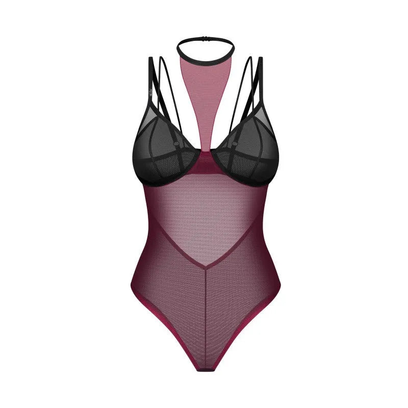 Parisel Teddy transparent noir bordeaux choker ajustable confort élégant