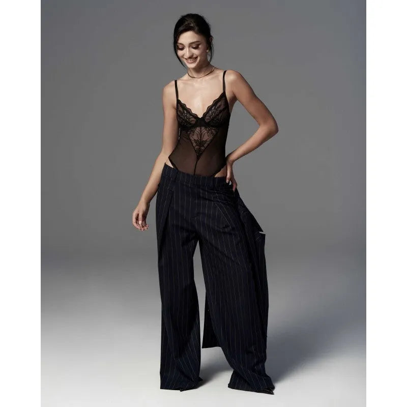 Perisia body noir maille transparente dentelle ouverte bonnets armatures