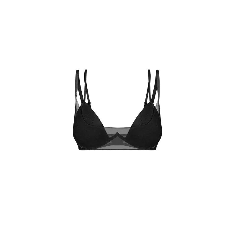 Sibilie soutien-gorge noir bonnets rembourrés filet élastique ajustable tulle