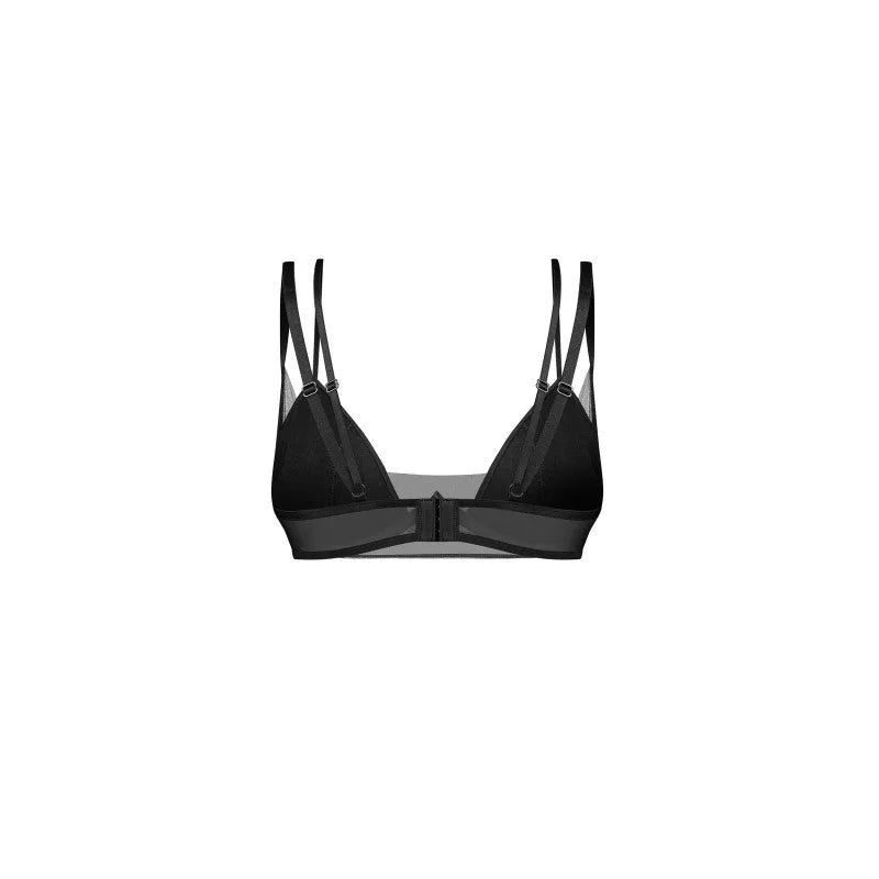 Sibilie soutien-gorge noir bonnets rembourrés filet élastique ajustable tulle