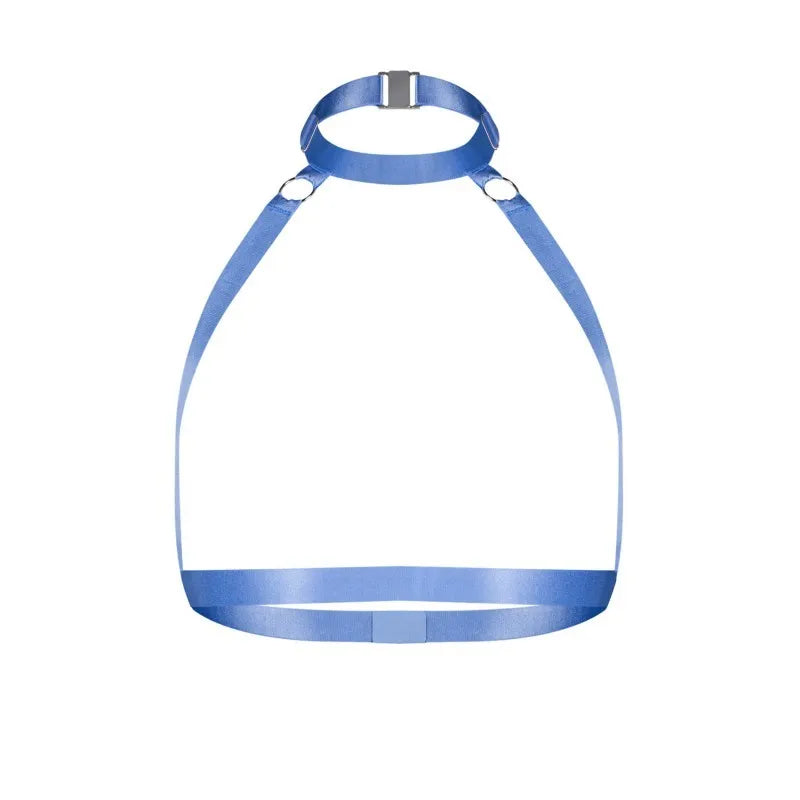 Soutien-gorge harnais bleu élastique design tour de cou personnalisable Shaderi