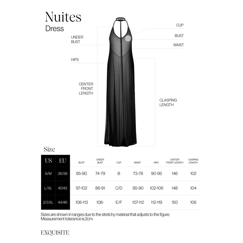 Robe longue noire glamour décolleté triangulaire tissu léger Nuites