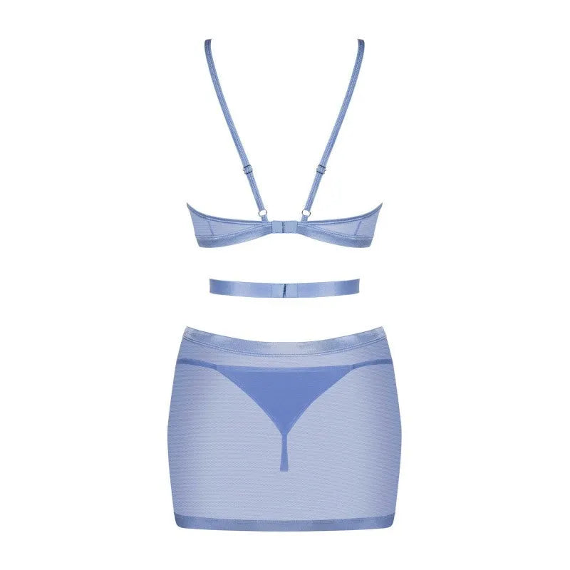 Robe string bleu Shaderi filet transparent ceinture réglable haute qualité