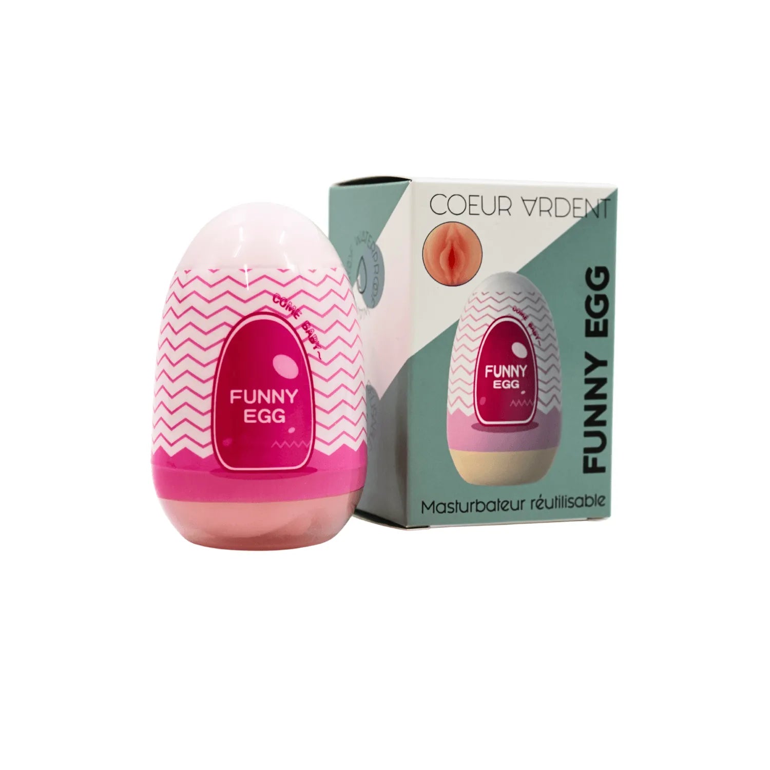 Gaine Masturbatrice Réutilisable FUNNY EGG – Design Réaliste Vagin lèvres épaisses