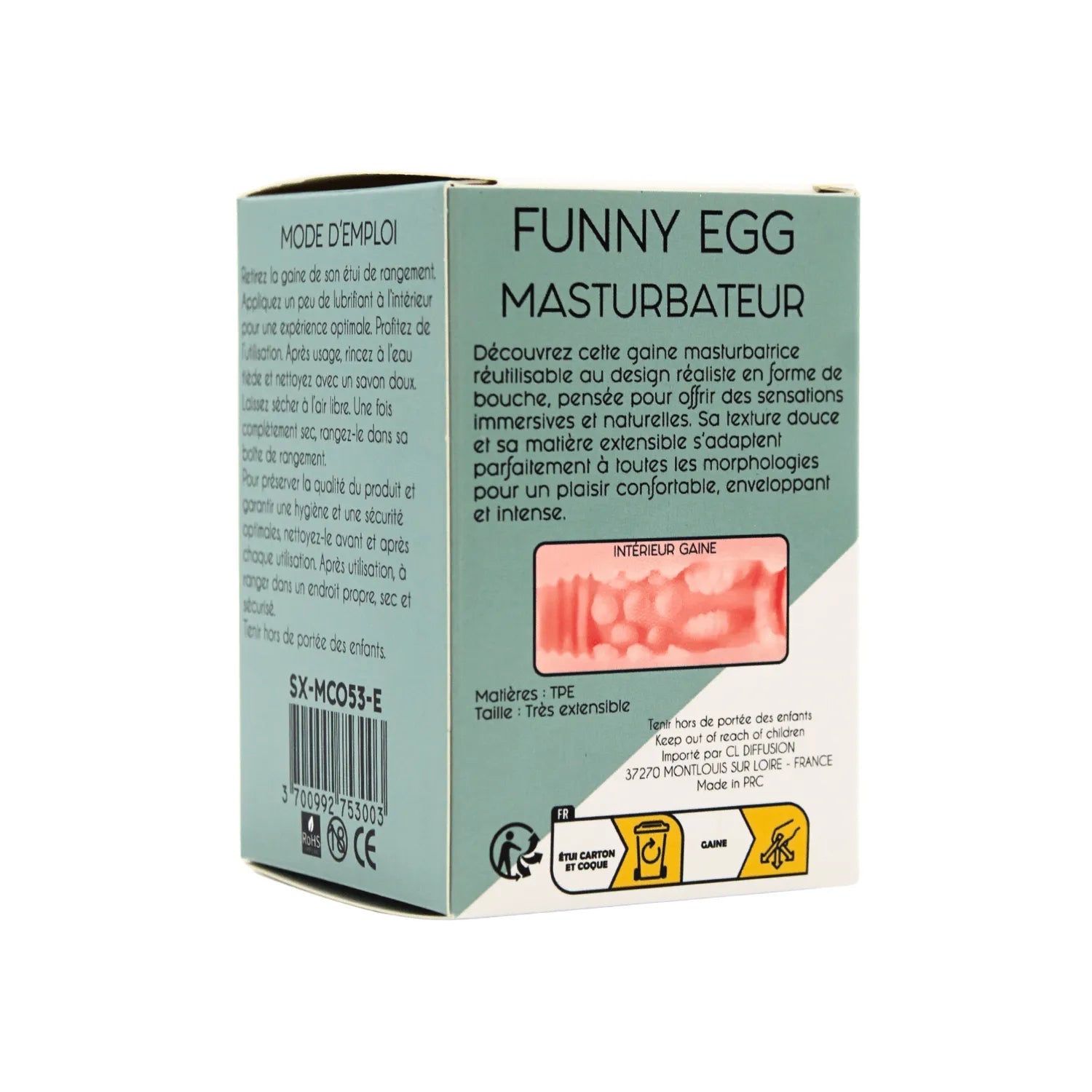 Gaine Masturbatrice Réutilisable FUNNY EGG – Design Réaliste Bouche
