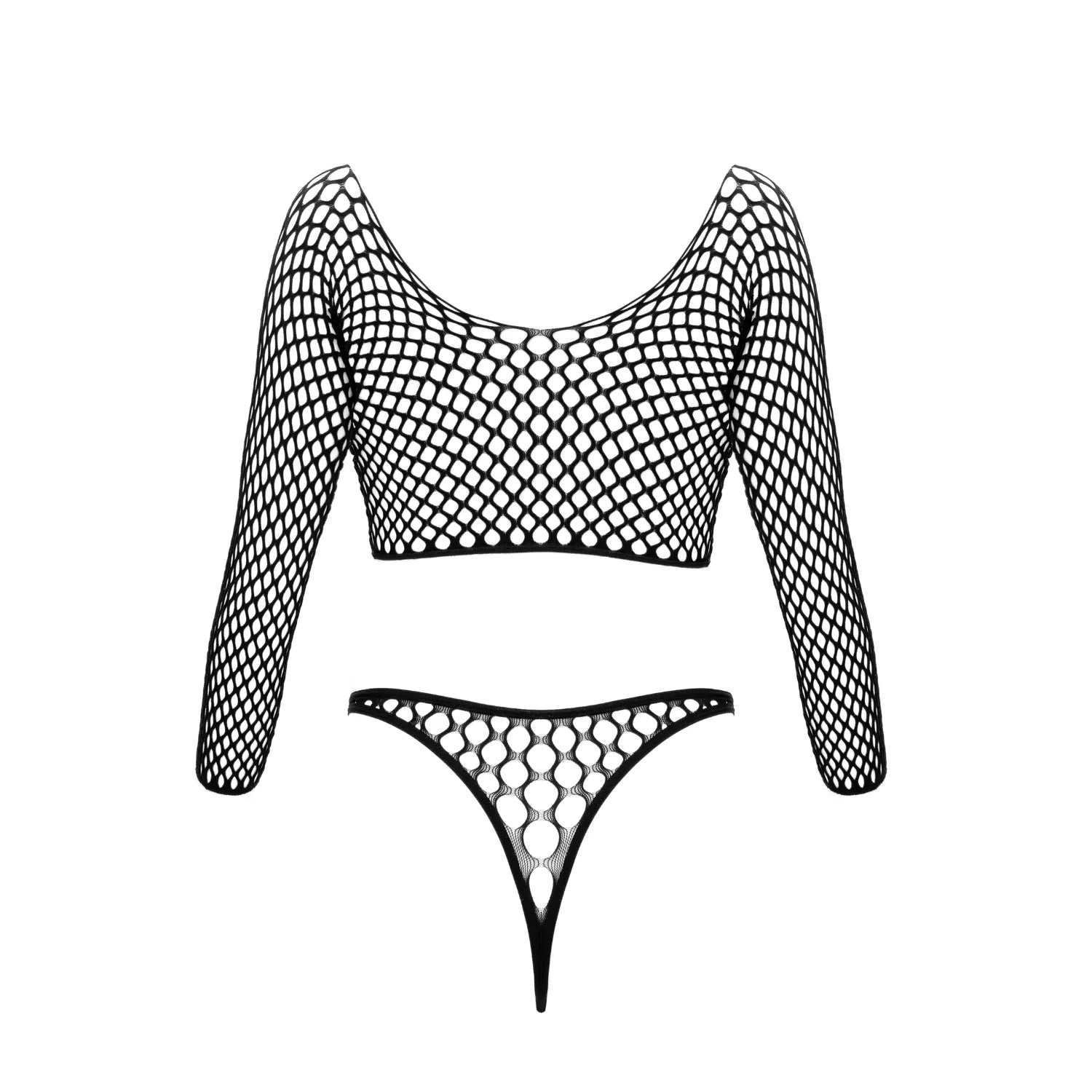 Bodystring en résille grosse maille noir Fantasy