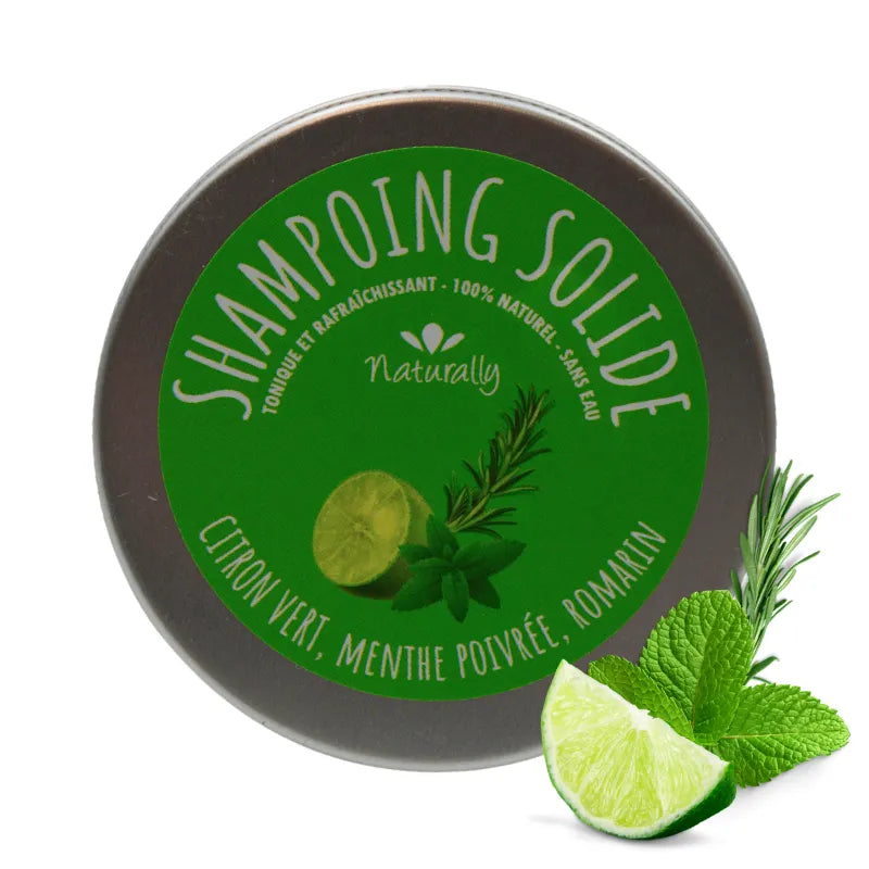 shampoing solide naturel tonifiant rafraîchissant citron menthe cheveux brillants