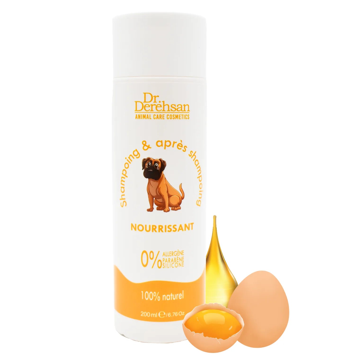 Shampoing chien naturel nourrissant jaune d'œuf poils brillants 200ml