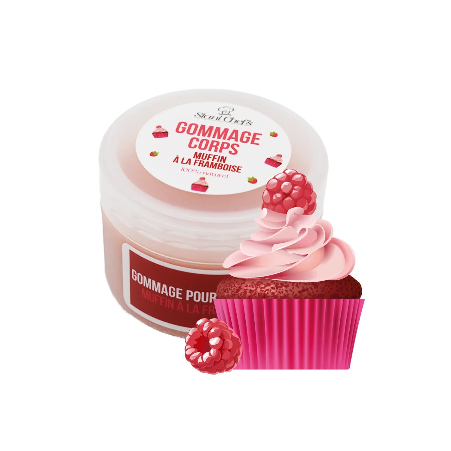Gommage corps naturel muffin framboise hydratant huile amande sésame 100ml