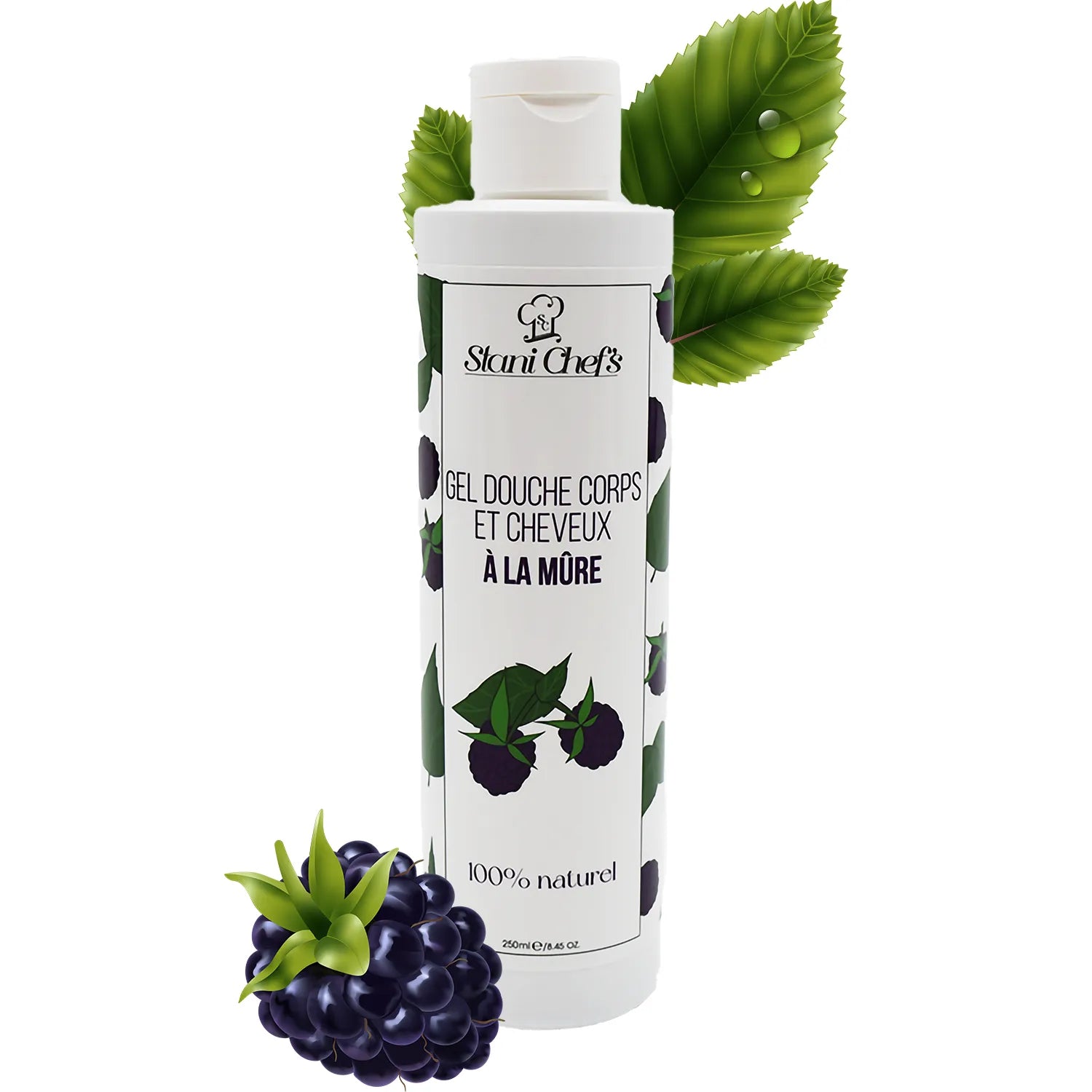 2 en 1 Gel douche corps et shampoing à la mûre - 250ml 100% naturel