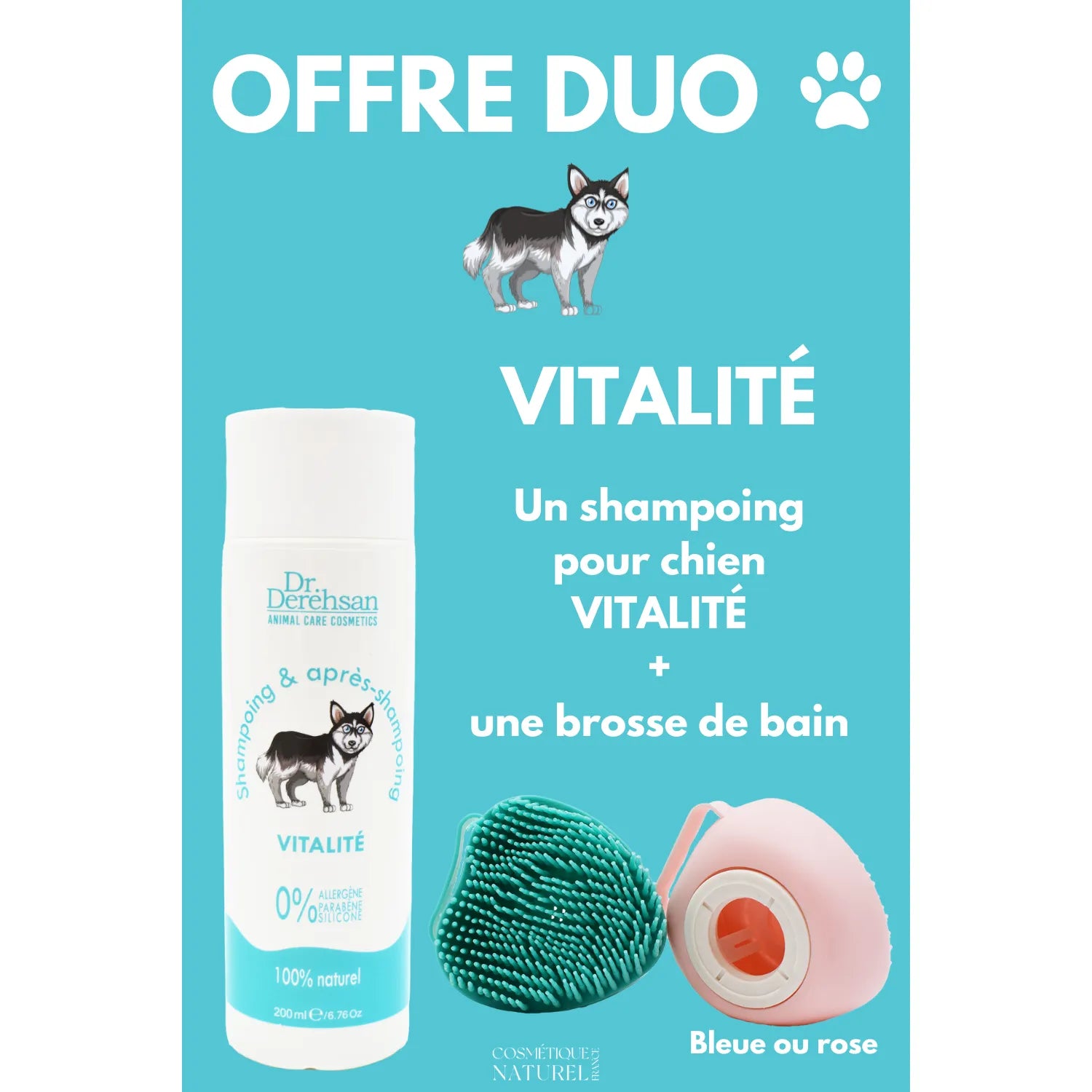 shampoing vitalité chien 200ml brosse bain bulgarie PRC duo