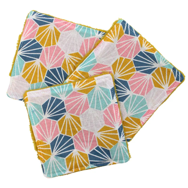 Lot 3 cotons démaquillants ultra doux bambou réutilisables zéro déchet jaunes