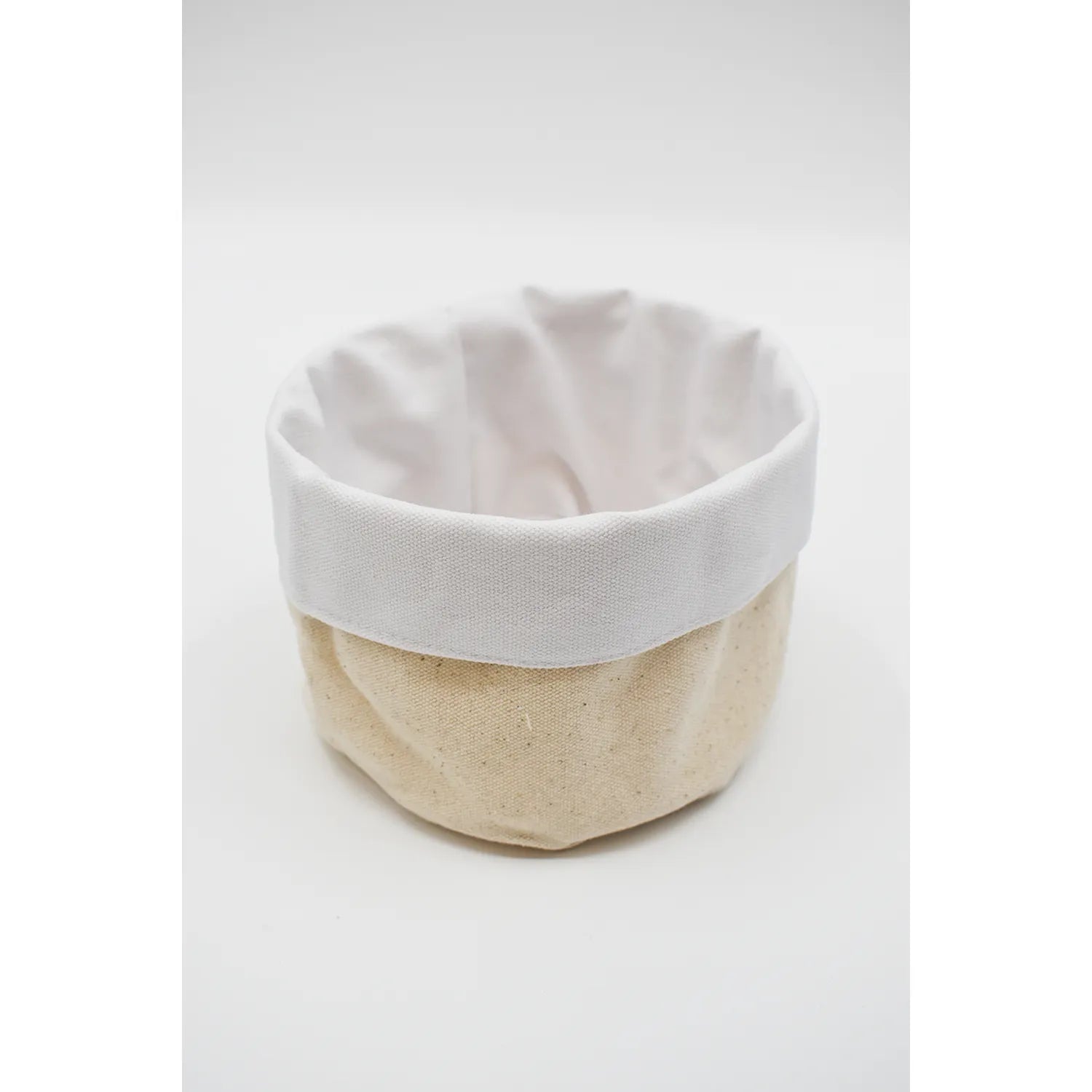 Panier rangement tissu réversible lavable cosmétiques accessoires blanc beige