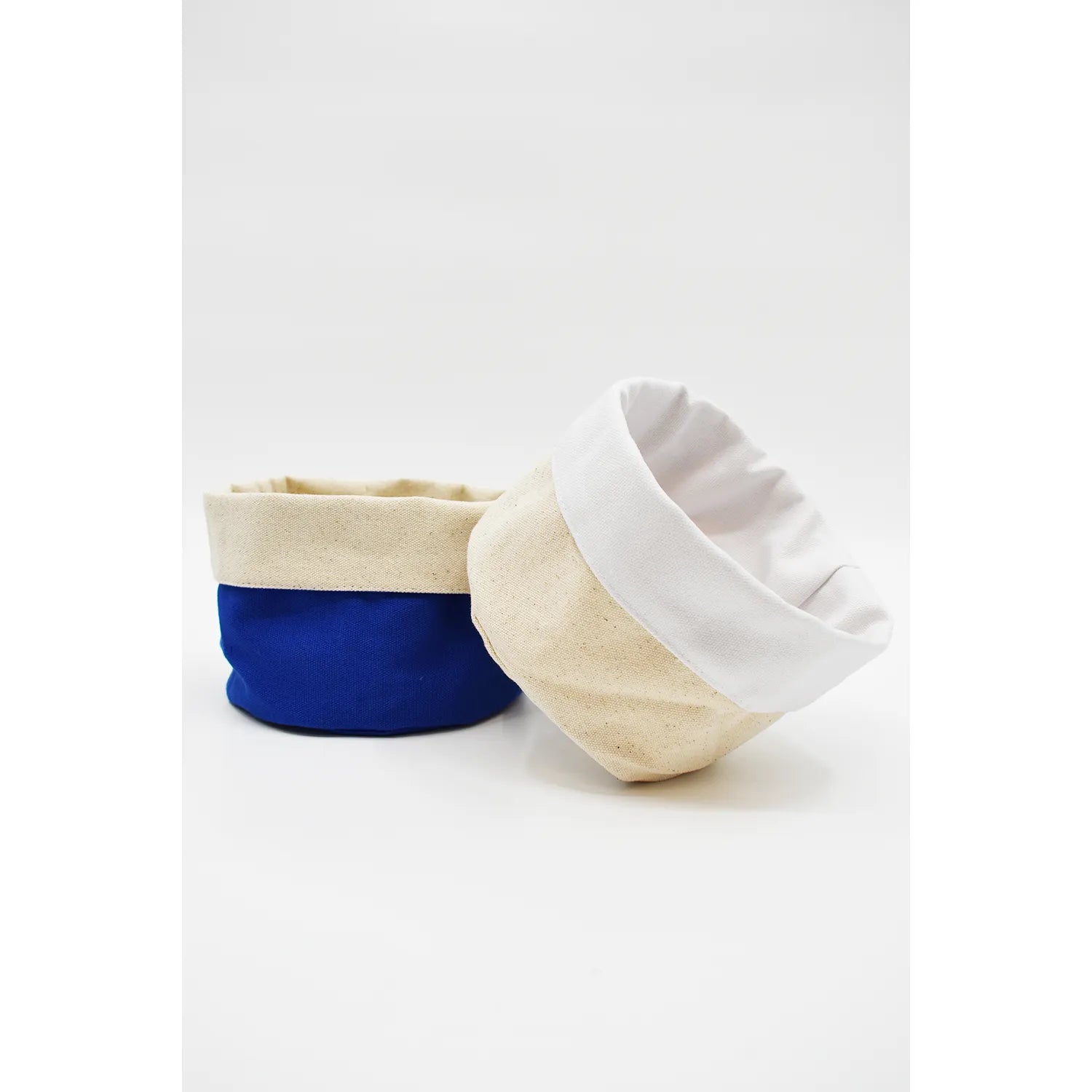 panier rangement tissu bleu beige multifonctions réversible lavable cosmétiques accessoires