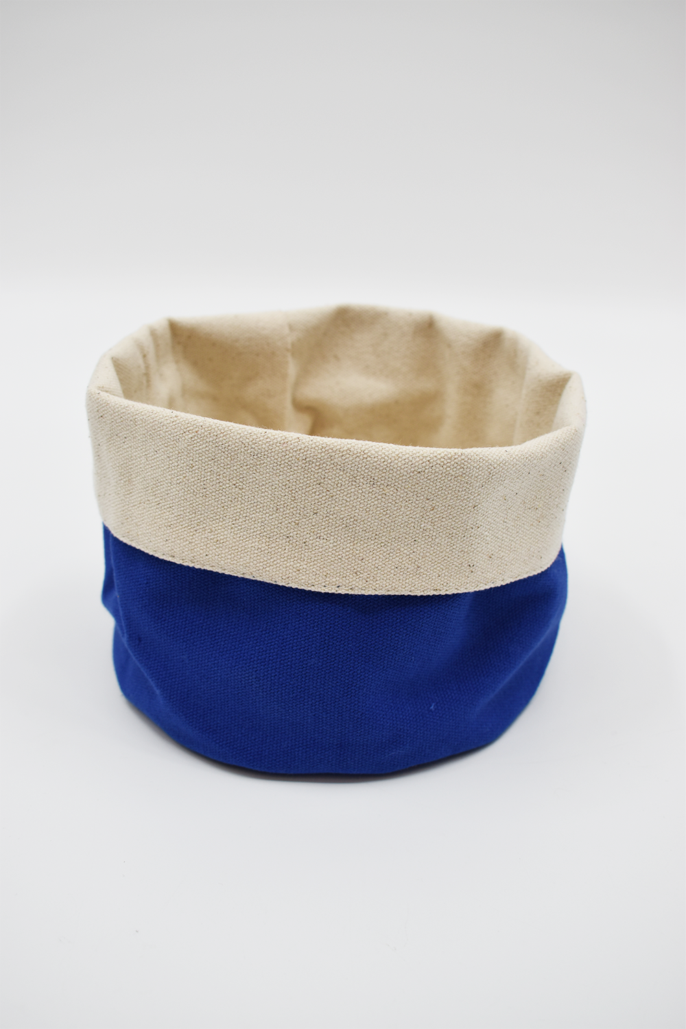 Panier en tissu - Bleu et beige