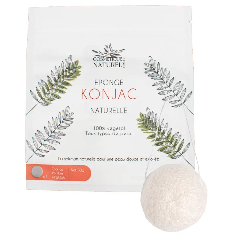 Éponge konjac blanche exfoliante naturelle visage peaux sensibles compostable