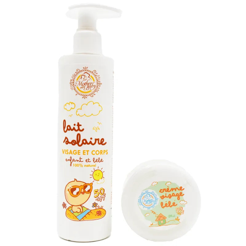 Lait solaire haute protection enfant bébé résistant eau sueur SPF50 naturel