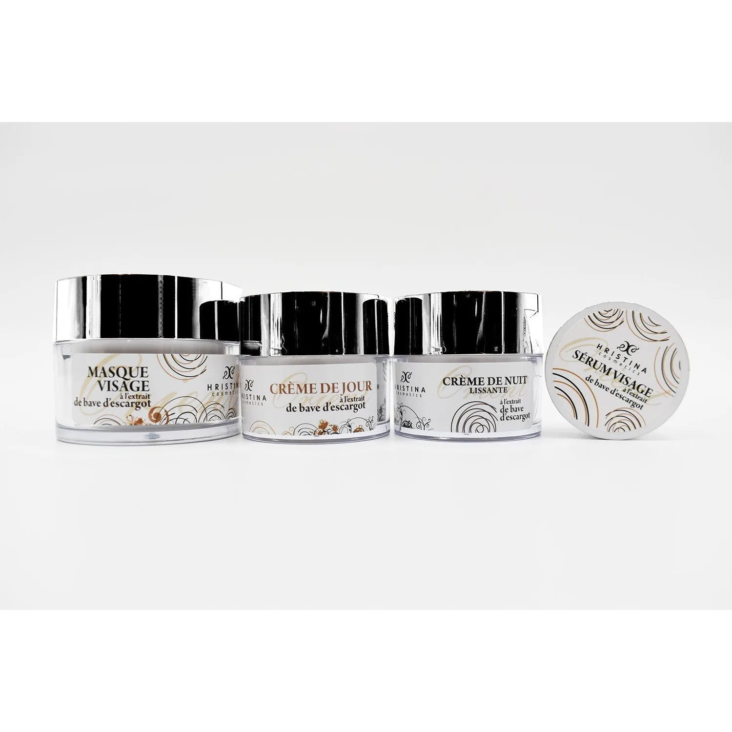 Crème de jour SPF30 bave d'escargot, pot blanc et argent, 50ml, hydratante et cicatrisante, protection solaire.