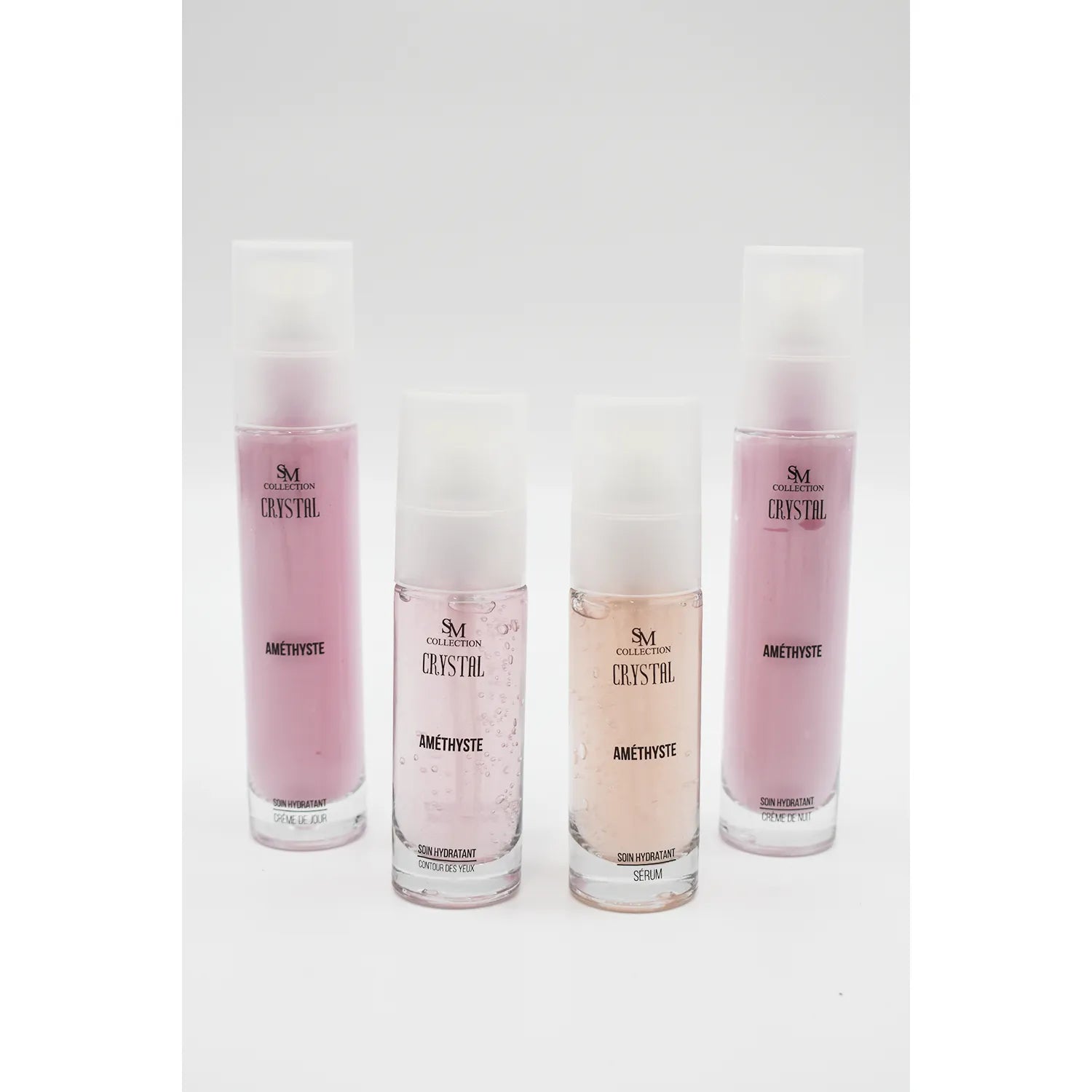 Crème nuit améthyste hydratante, flacon rose 50ml, peau sèche sensible, soin naturel régénérant et apaisant.