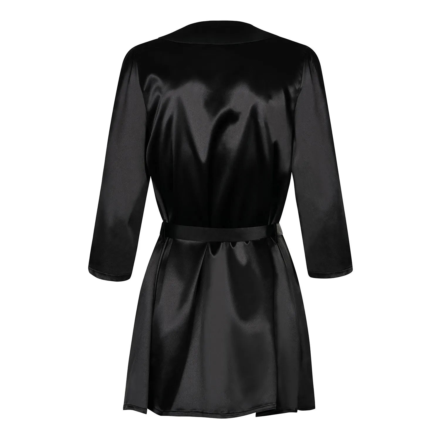 Peignoir noir satiné doublé avec dentelle collection Satinia Obsessive