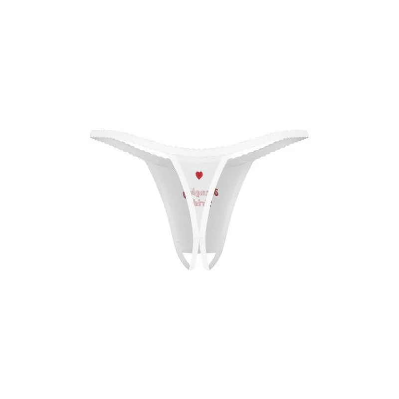 String ouvert sensuel brodé Naughty Bride cœur rouge élastique confortable