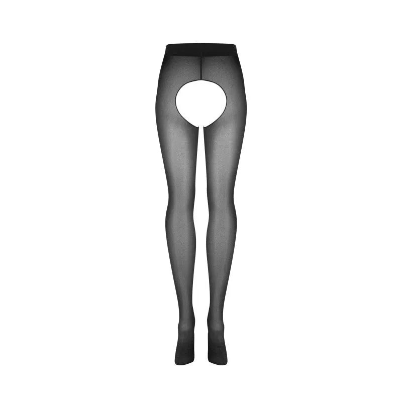Collants ouverts noirs semi-transparents avec lettrage SEXTING, élégants et élastiques pour un style audacieux et conforta...