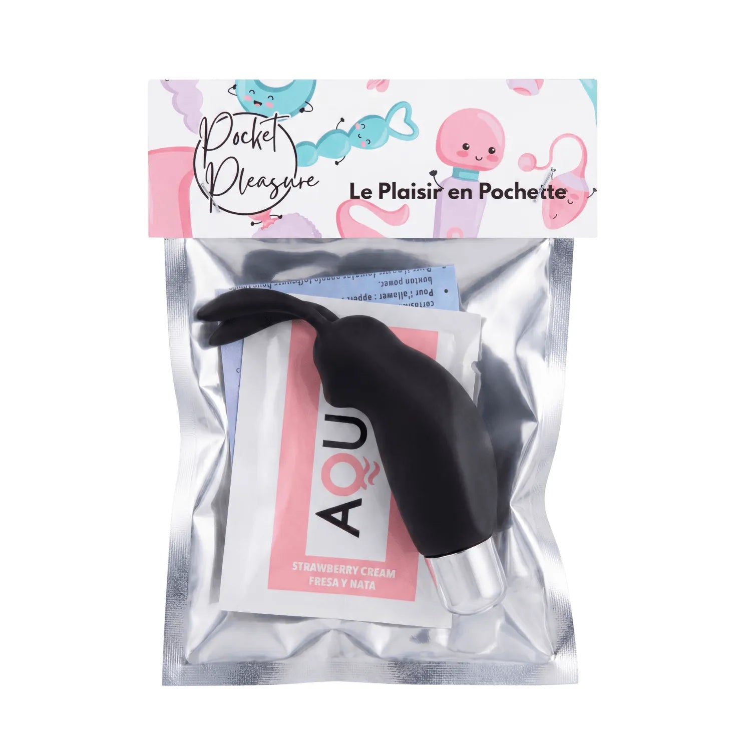 Mini Stimulateur Clitoridien Lapin Noir + 1 dosette lubrifiant — Pocket Pleasure