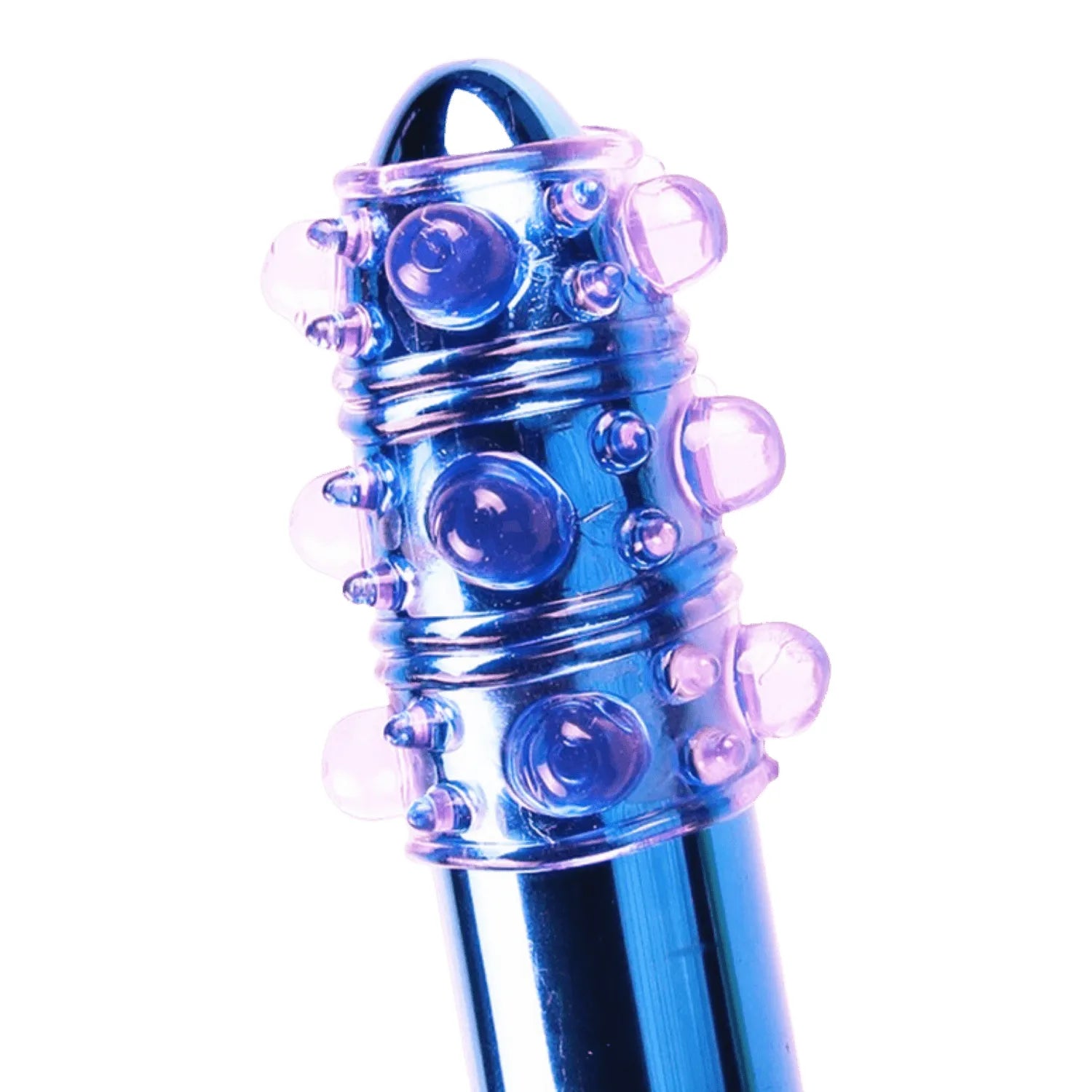 Gaine pénienne rose avec picots et boules, ultra-extensible, stimulation intense, accessoire intime.